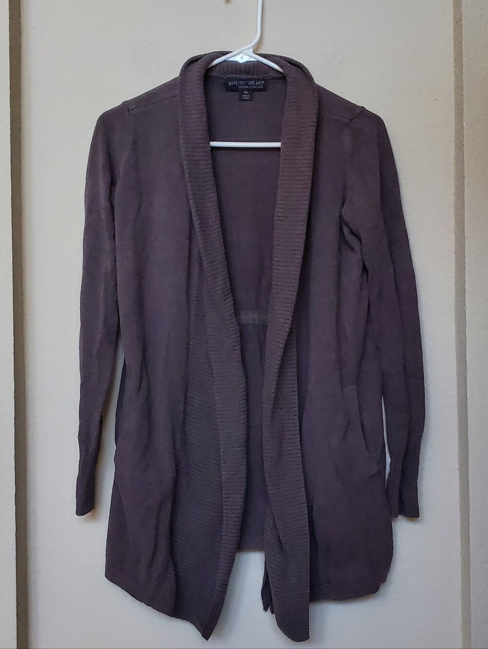 Barefoot Dreams Open-Front Shawl Collar Cardigan.  Size XS